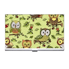 Seamless-pattern-with-flowers-owls Business Card Holder by Pakemis