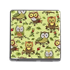 Seamless-pattern-with-flowers-owls Memory Card Reader (square 5 Slot) by Pakemis