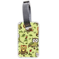 Seamless-pattern-with-flowers-owls Luggage Tag (two Sides) by Pakemis