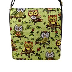 Seamless-pattern-with-flowers-owls Flap Closure Messenger Bag (l) by Pakemis