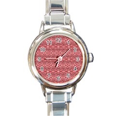 Pink-art-with-abstract-seamless-flaming-pattern Round Italian Charm Watch by Pakemis