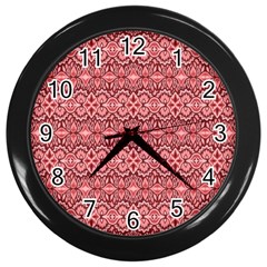 Pink-art-with-abstract-seamless-flaming-pattern Wall Clock (black) by Pakemis