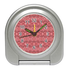 Pink-art-with-abstract-seamless-flaming-pattern Travel Alarm Clock by Pakemis