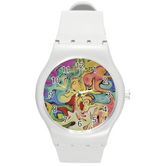 Abstract Art Round Plastic Sport Watch (m)