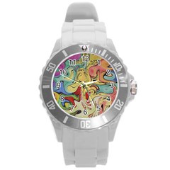 Abstract Art Round Plastic Sport Watch (l)