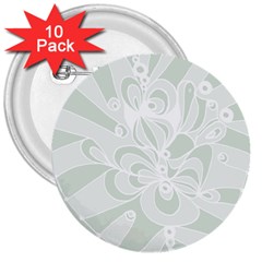 Blue Zendoodle 3  Buttons (10 Pack)  by Mazipoodles