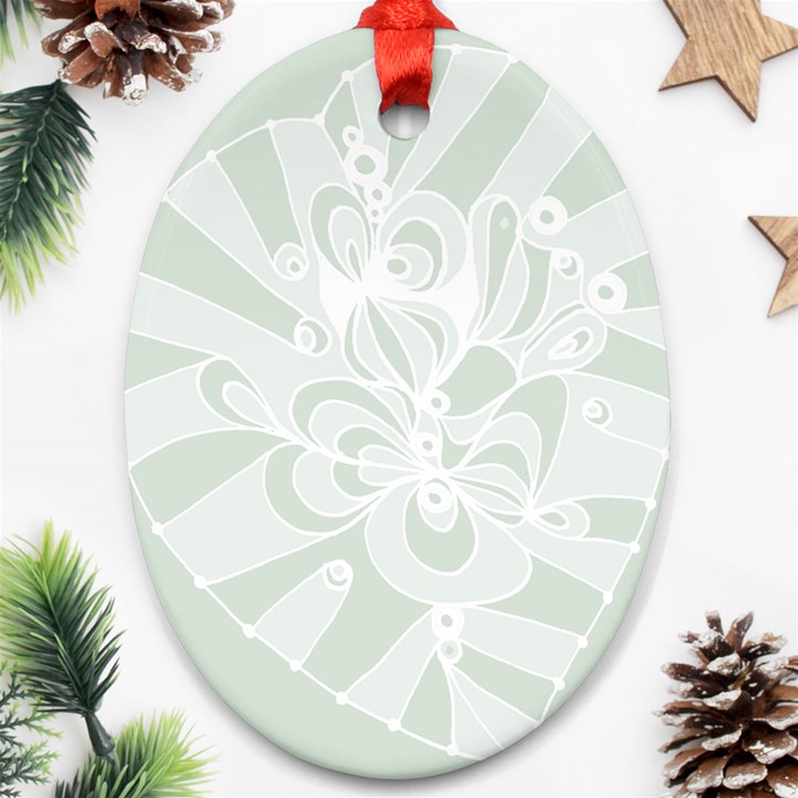 Blue Zendoodle Oval Ornament (Two Sides)