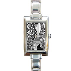 Black And White Rectangle Italian Charm Watch by gasi