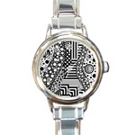 Black and white Round Italian Charm Watch Front