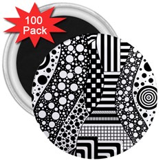 Black And White 3  Magnets (100 Pack) by gasi