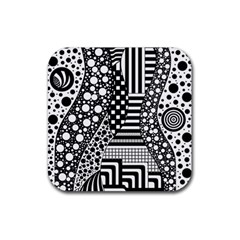 Black And White Rubber Coaster (square) by gasi