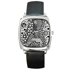 Black And White Square Metal Watch by gasi