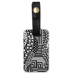 Black And White Luggage Tag (one Side) by gasi