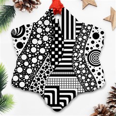 Black And White Snowflake Ornament (two Sides)