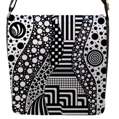 Black And White Flap Closure Messenger Bag (s) by gasi