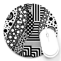 Black And White Round Mousepad by gasi