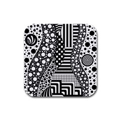 Black And White Rubber Square Coaster (4 Pack) by gasi