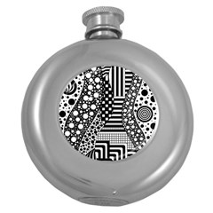 Black And White Round Hip Flask (5 Oz) by gasi