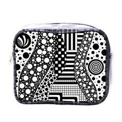 Black And White Mini Toiletries Bag (one Side) by gasi