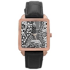 Black And White Rose Gold Leather Watch  by gasi