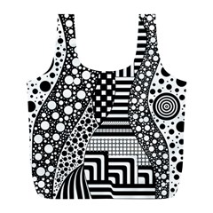 Black And White Full Print Recycle Bag (l) by gasi