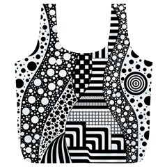 Black And White Full Print Recycle Bag (xl) by gasi