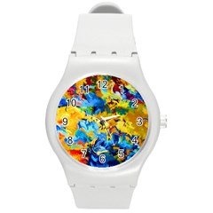 Abstract Art Round Plastic Sport Watch (m) by gasi