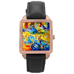 Abstract Art Rose Gold Leather Watch  by gasi