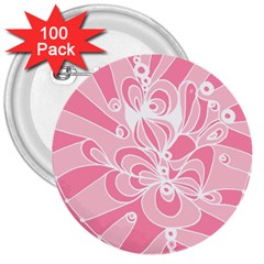 Pink Zendoodle 3  Buttons (100 Pack)  by Mazipoodles