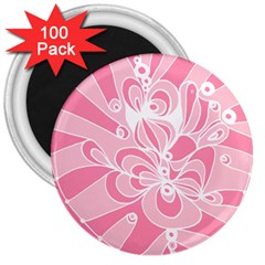 Pink Zendoodle 3  Magnets (100 Pack) by Mazipoodles