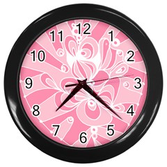 Pink Zendoodle Wall Clock (black) by Mazipoodles