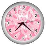 Pink Zendoodle Wall Clock (Silver) Front