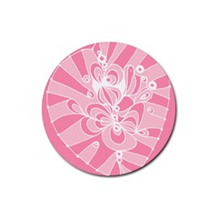 Pink Zendoodle Rubber Round Coaster (4 Pack) by Mazipoodles