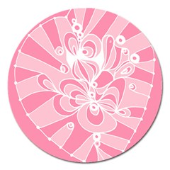 Pink Zendoodle Magnet 5  (round) by Mazipoodles