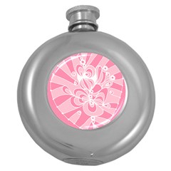 Pink Zendoodle Round Hip Flask (5 Oz) by Mazipoodles