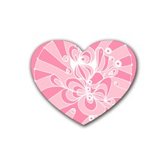 Pink Zendoodle Rubber Coaster (heart) by Mazipoodles