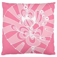 Pink Zendoodle Large Cushion Case (one Side) by Mazipoodles