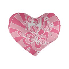 Pink Zendoodle Standard 16  Premium Heart Shape Cushions by Mazipoodles