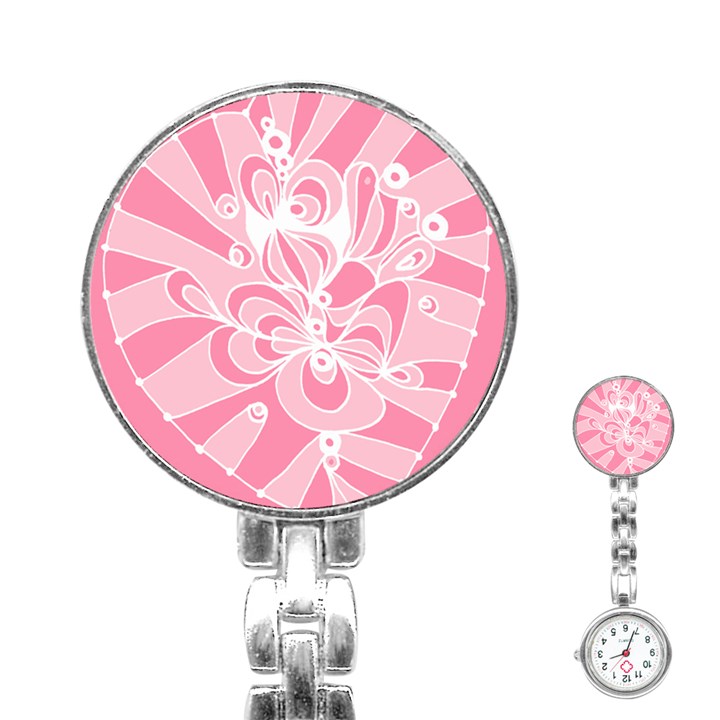 Pink Zendoodle Stainless Steel Nurses Watch