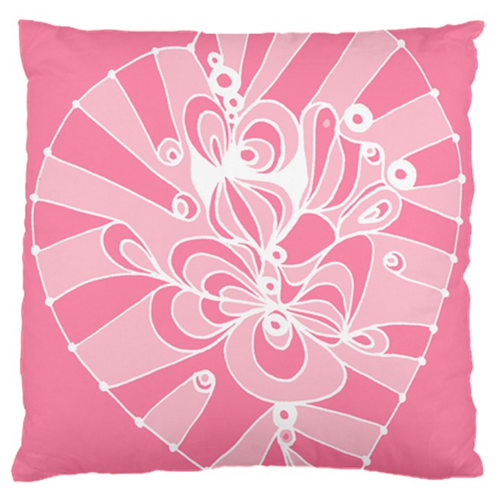 Pink Zendoodle Large Flano Cushion Case (One Side)