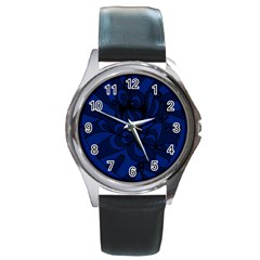 Blue 3 Zendoodle Round Metal Watch by Mazipoodles