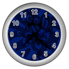 Blue 3 Zendoodle Wall Clock (silver) by Mazipoodles