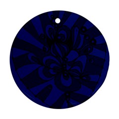 Blue 3 Zendoodle Round Ornament (two Sides) by Mazipoodles