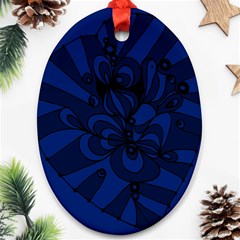 Blue 3 Zendoodle Oval Ornament (two Sides) by Mazipoodles