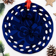 Blue 3 Zendoodle Round Filigree Ornament (two Sides) by Mazipoodles