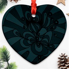 Green Zendoodle Heart Ornament (two Sides) by Mazipoodles