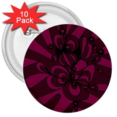 Aubergine Zendoodle 3  Buttons (10 Pack)  by Mazipoodles