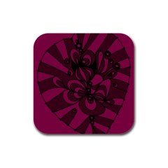 Aubergine Zendoodle Rubber Square Coaster (4 Pack) by Mazipoodles