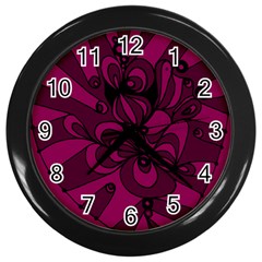 Aubergine Zendoodle Wall Clock (black) by Mazipoodles