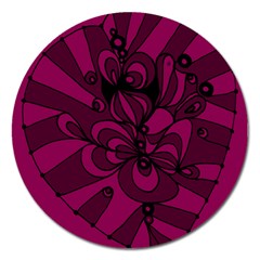 Aubergine Zendoodle Magnet 5  (round) by Mazipoodles